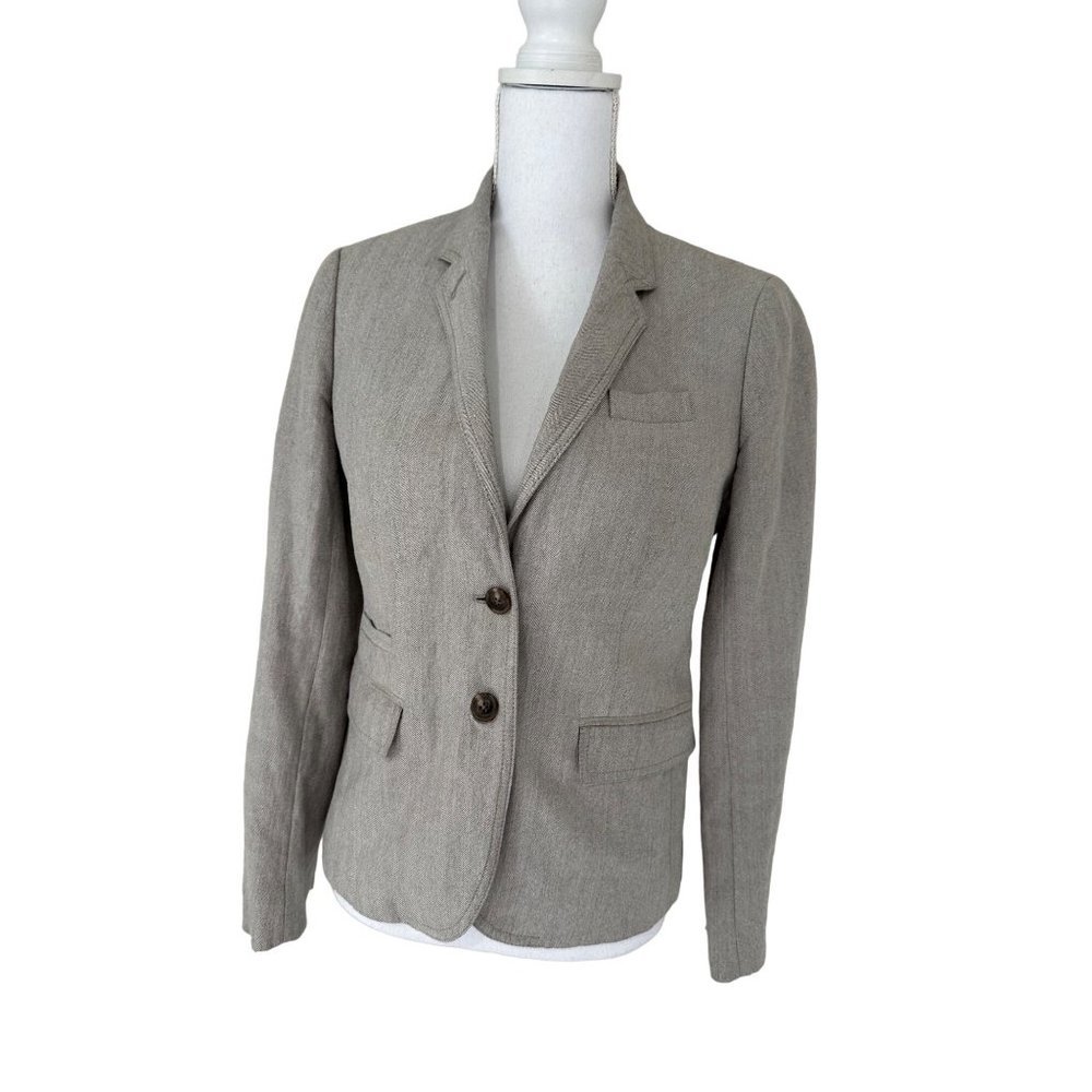J.Crew Grey Lined Herringbone Schoolboy Womens Blazer Size 4